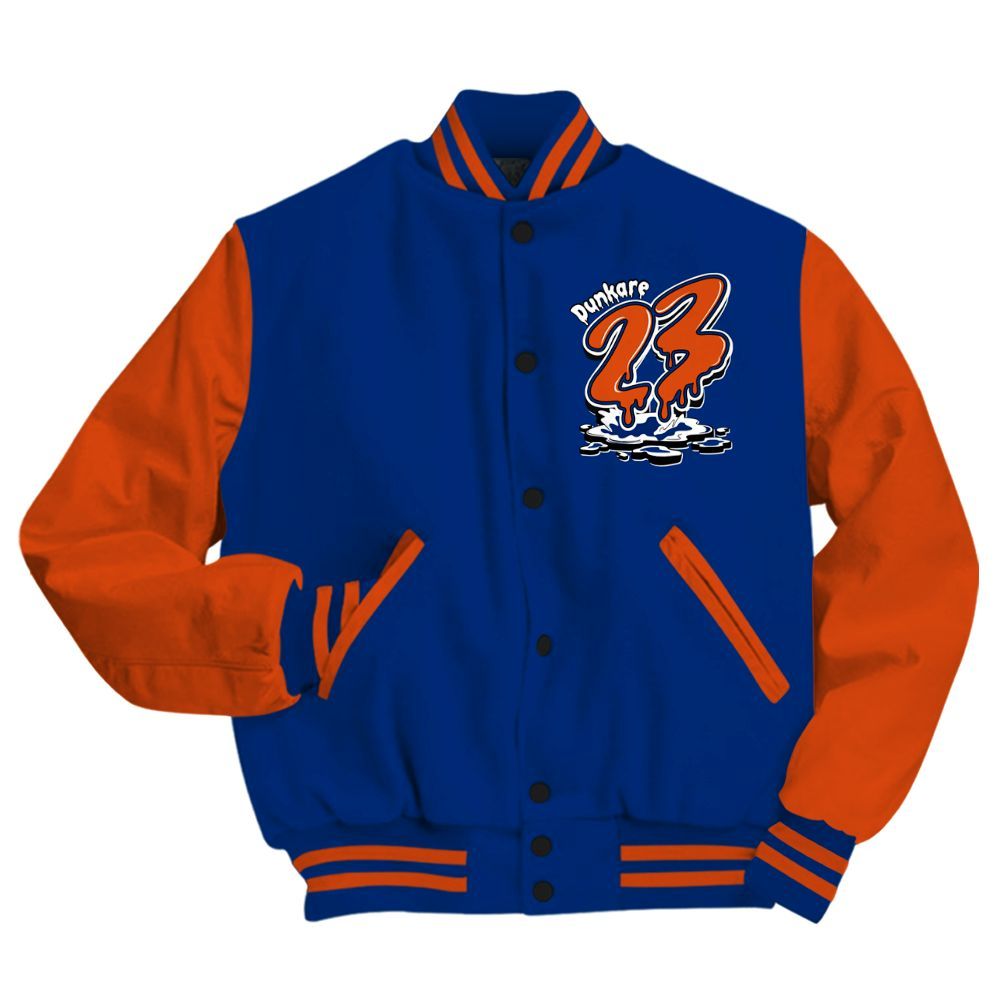 Varsity Jacket To Match Mid Knicks 1s - Custom Name 23 Drip All Over Print