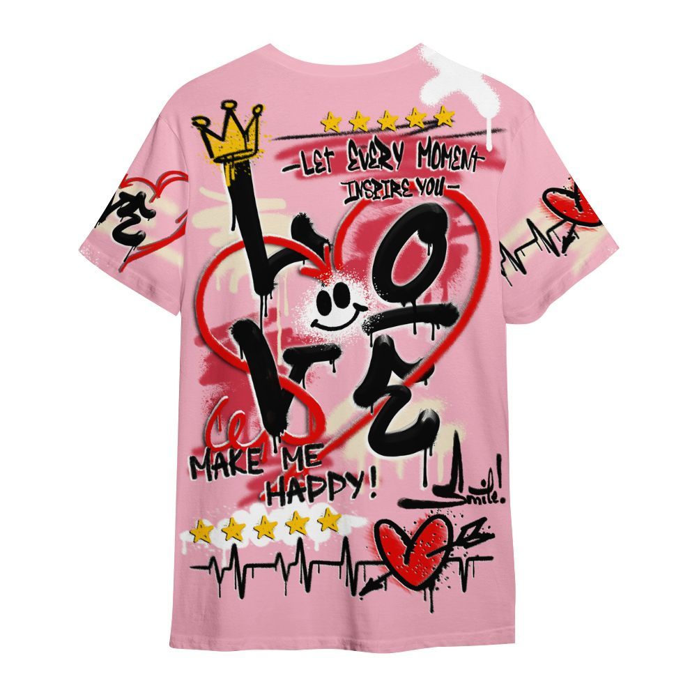 Shirt To Match Low OG Tropical Pink 1s - Happy Love Beats Graffiti Streetwear All Over Print