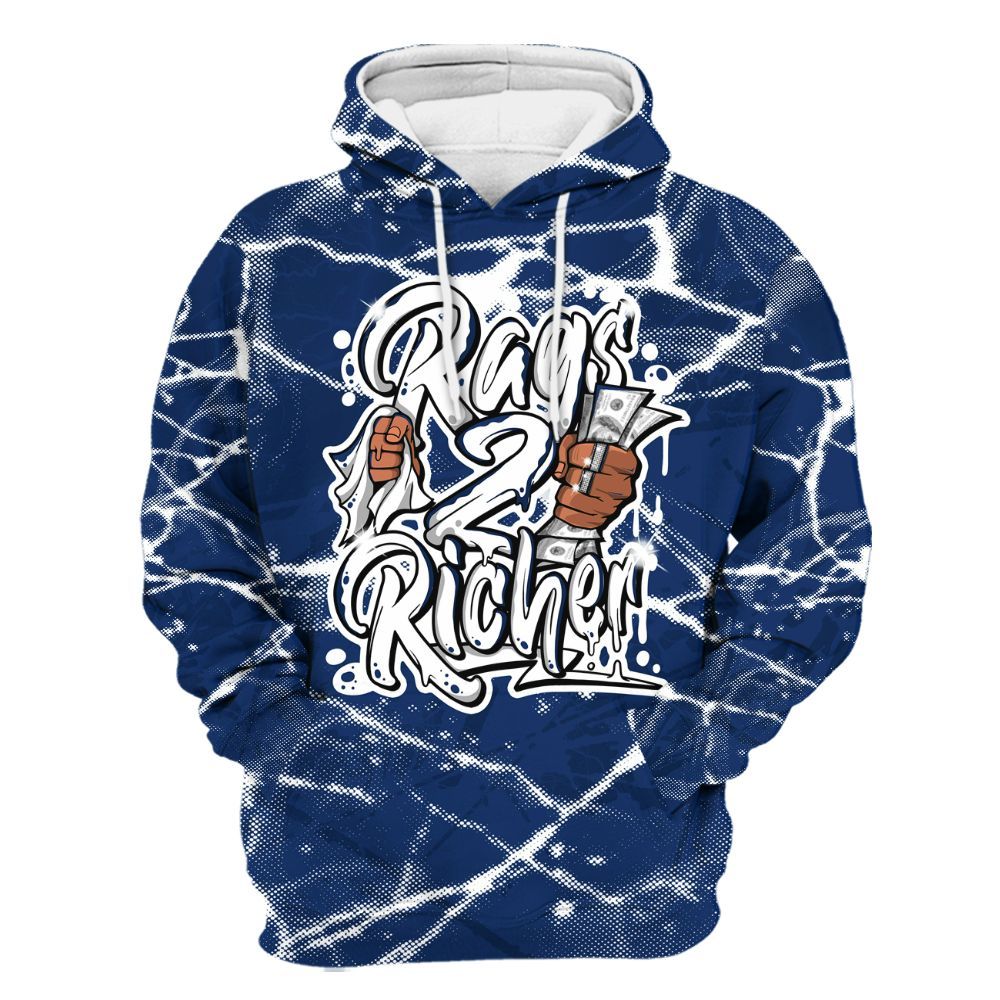 Hoodie To Match High OG Deep Royal Blue 1s - Rag 2 Rich Graphic All Over Print
