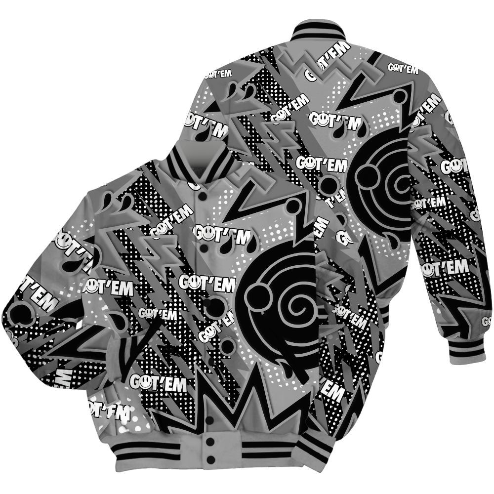 Varsity Jacket To Match Black Wolf Grey 12s Shirt, Retro Vintage 90s All Over Print