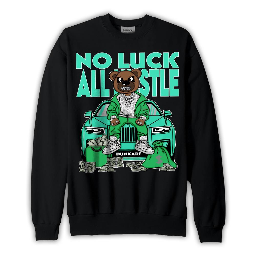 Sweatshirt To match Black Green Glow 3s Sweatshirt - So Unlucky Bear Graphic