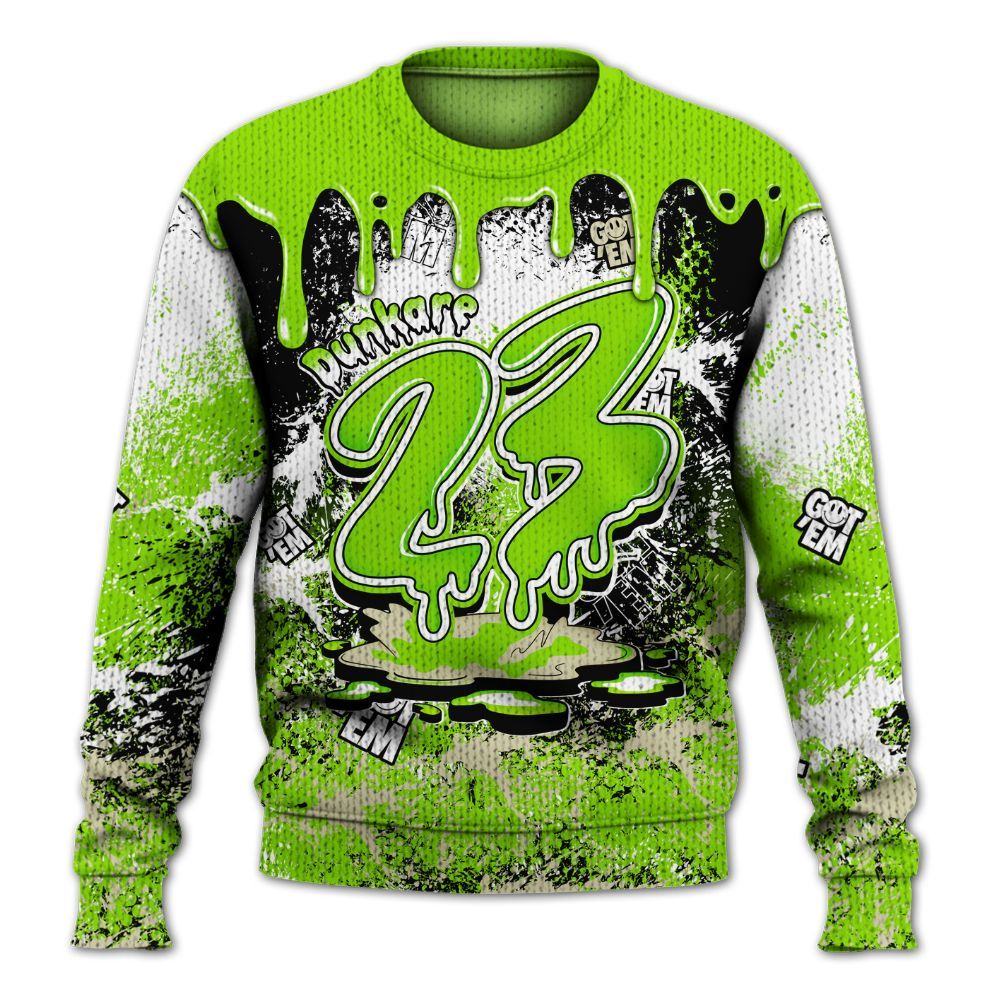 Knitted Sweater To Match Electric Green 6s - Dripping 23 Drip