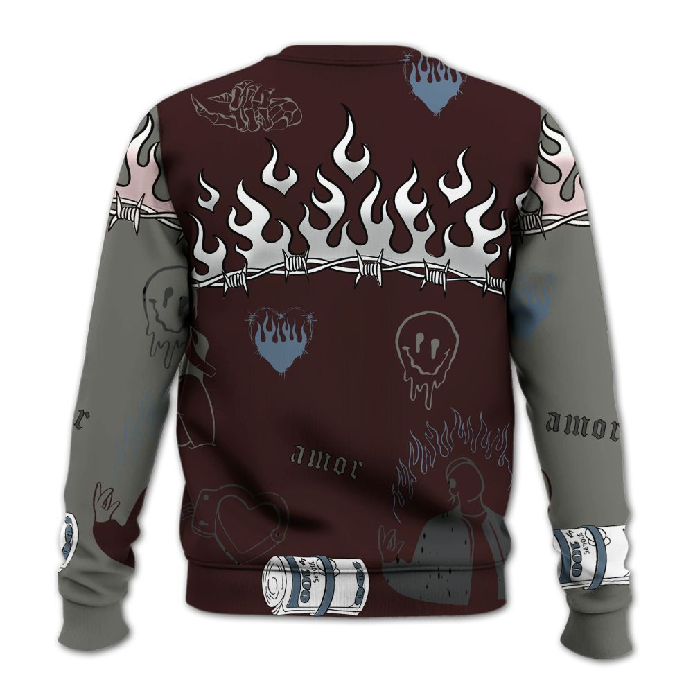 Sweatshirt To Match Burgundy 5s - Snake Trust No One All Over Print