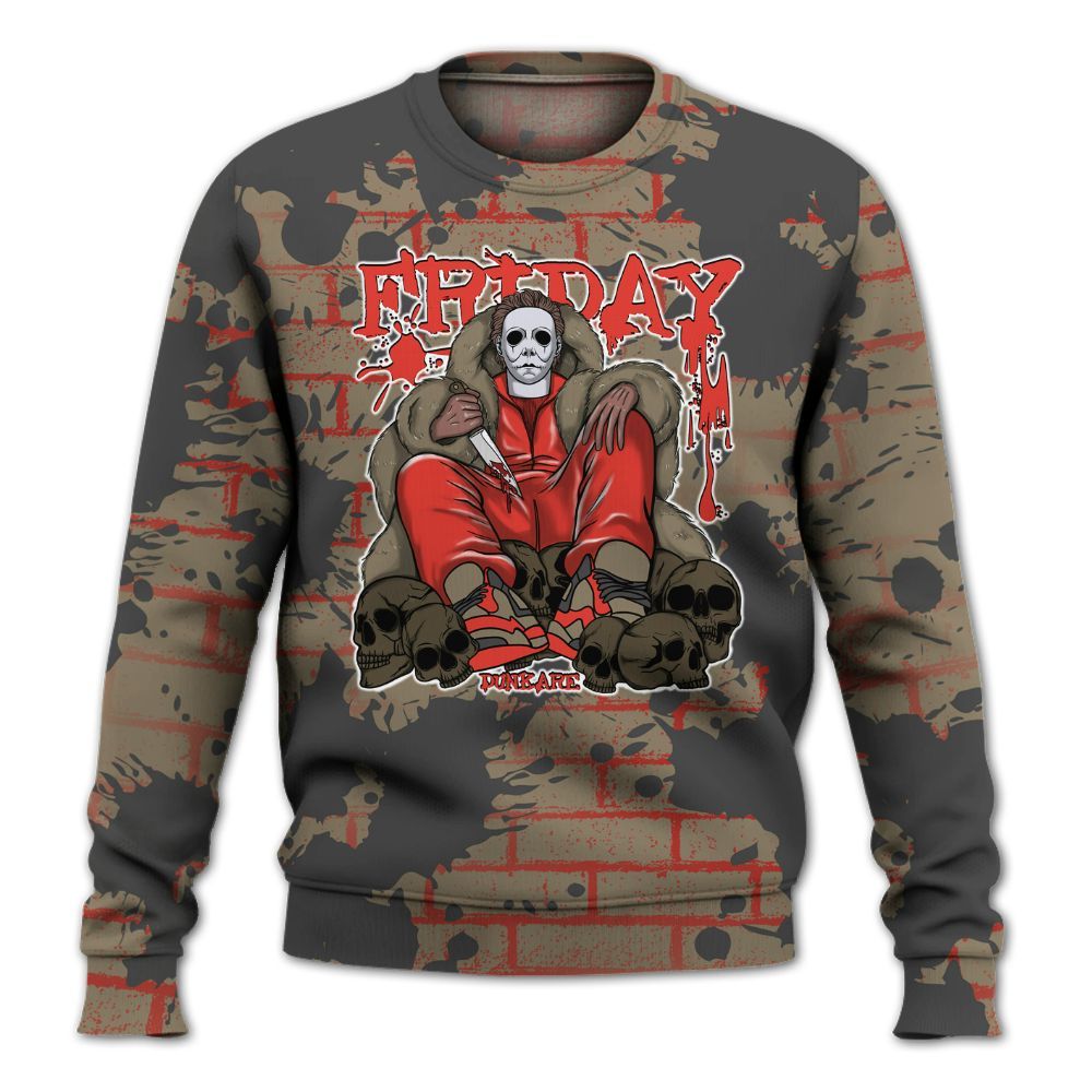 Sweatshirt To Match Olive 9s - Friday Brick All Over Print