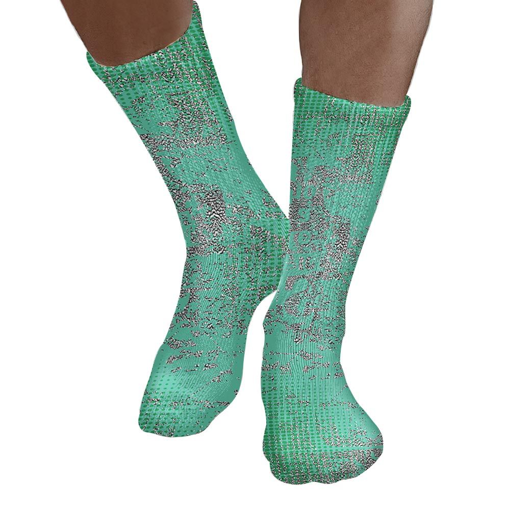 Sock To Match Black Green Glow 3s - Glitch Text Graphic Unisex