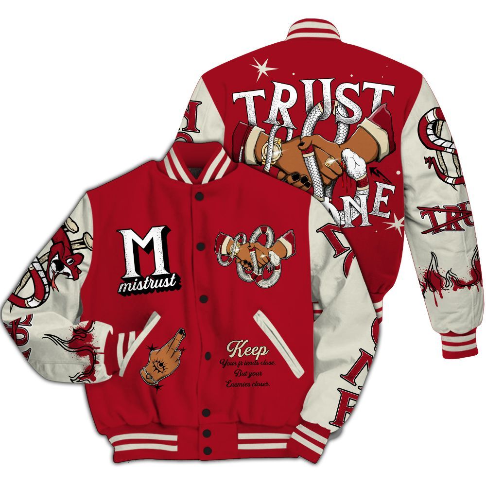 Varsity Jacket To Match 2025 High OG Cinnabar 1s - Trust No One Snake-Bite Street Style All Over Print
