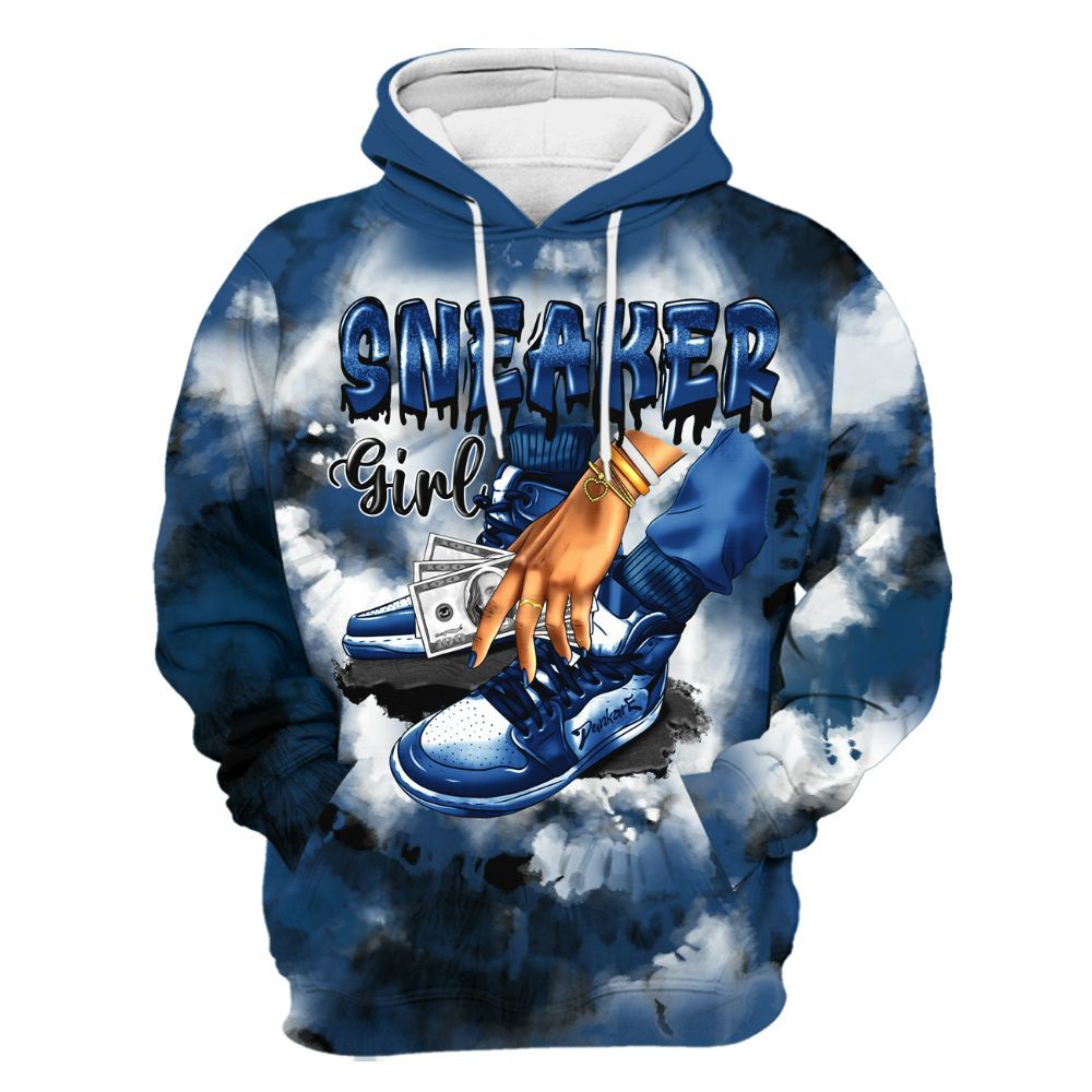 Hoodie To Match High OG Midnight Navy 1s - SNEAKER Girl Money Drip Tie Dye All Over Print