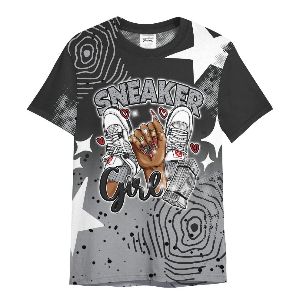 Shirt To Match White Cement 4s - Sneakerz Girlz Unique Starz All Over Print
