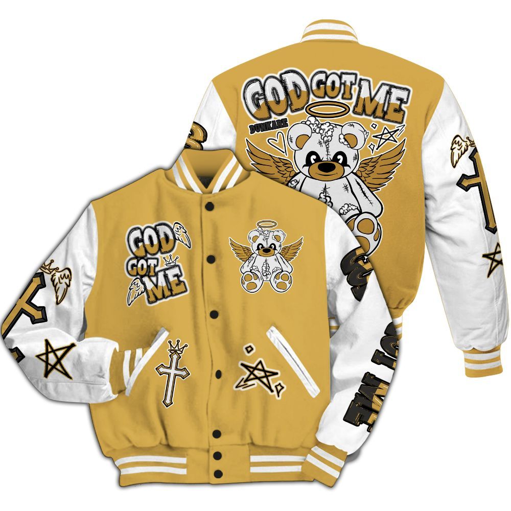 Varsity Jacket To Match Retro Light Ginger 14s - Gods Guides Me Bear All Over Print