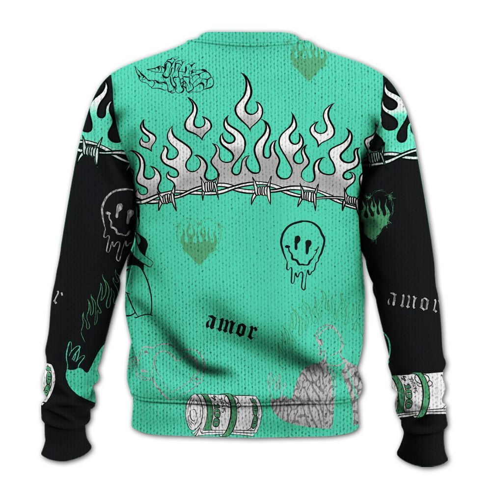 Knitted Sweater To Match Black Green Glow 3s - Snake Trust No One