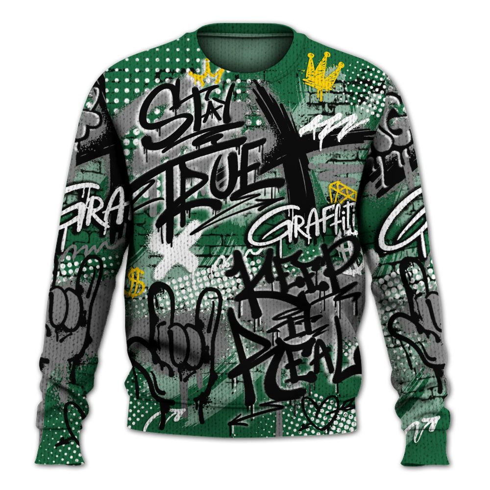 Knitted Sweater To Match High Gorge Green 1s - True It Real Graffiti Streetwear