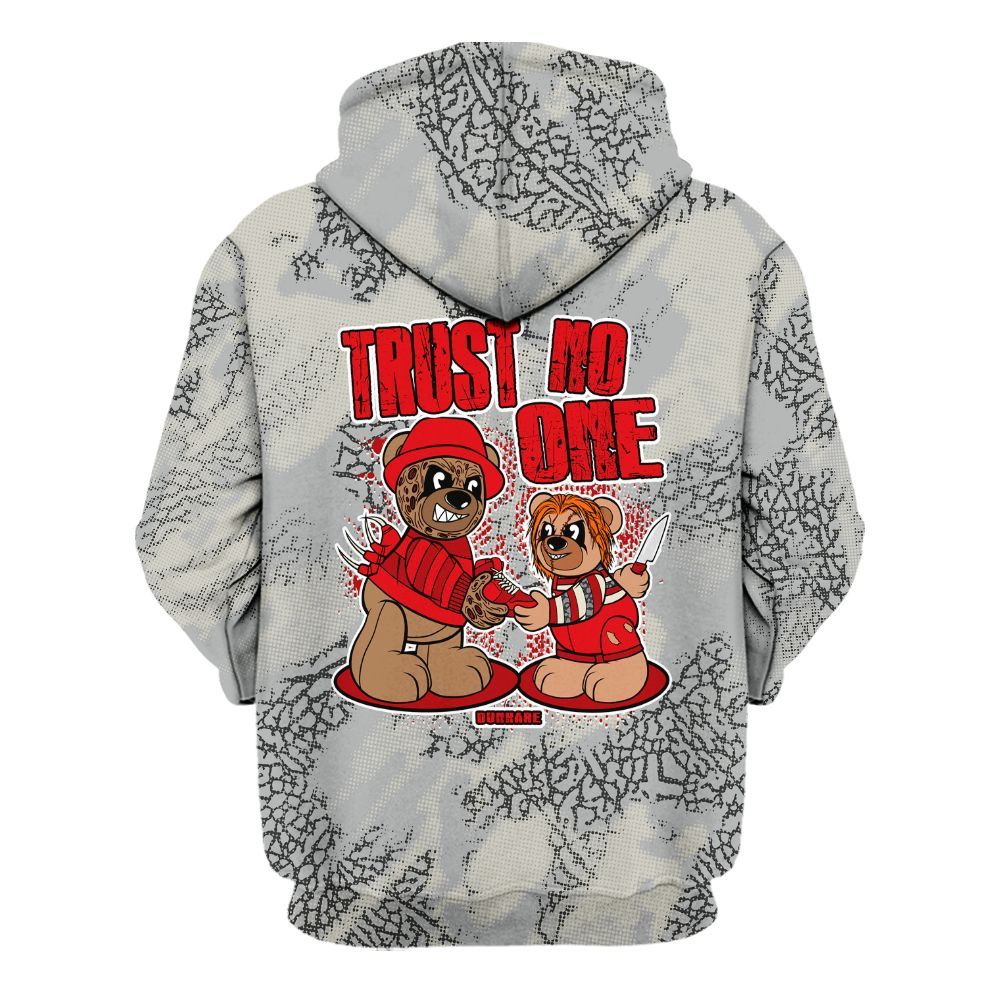 Hoodie To Match Cement Grey 3s - Trust No One Bear Abstract Halftone All Over Print