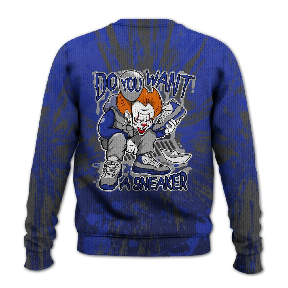 Knitted Sweater To Match Air Max Plus Black Racer Blue - Clown Scary Sneakers Graphic Halloween