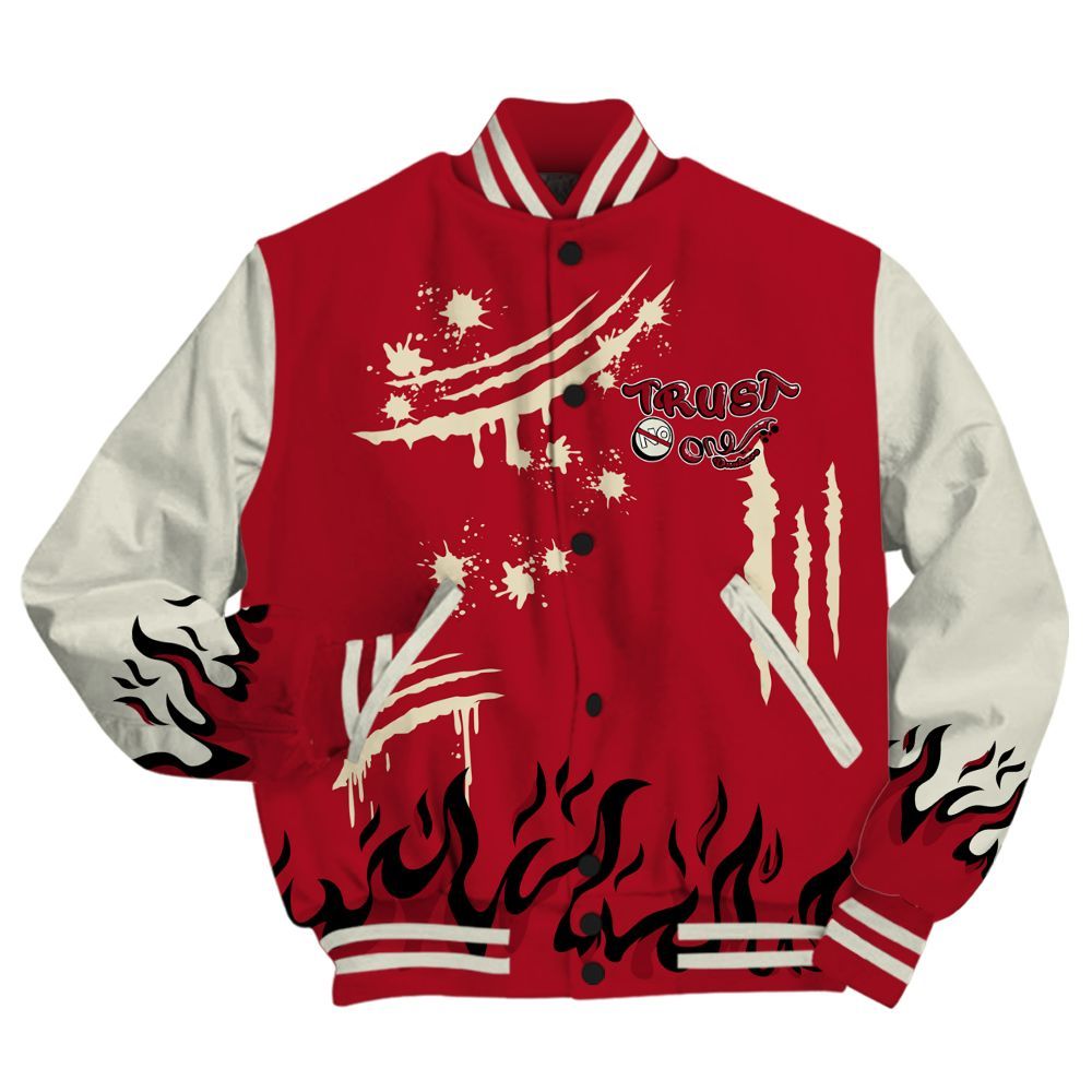 Varsity Jacket To Match 2025 High OG Cinnabar 1s - Graphic Trust No One All Over Print