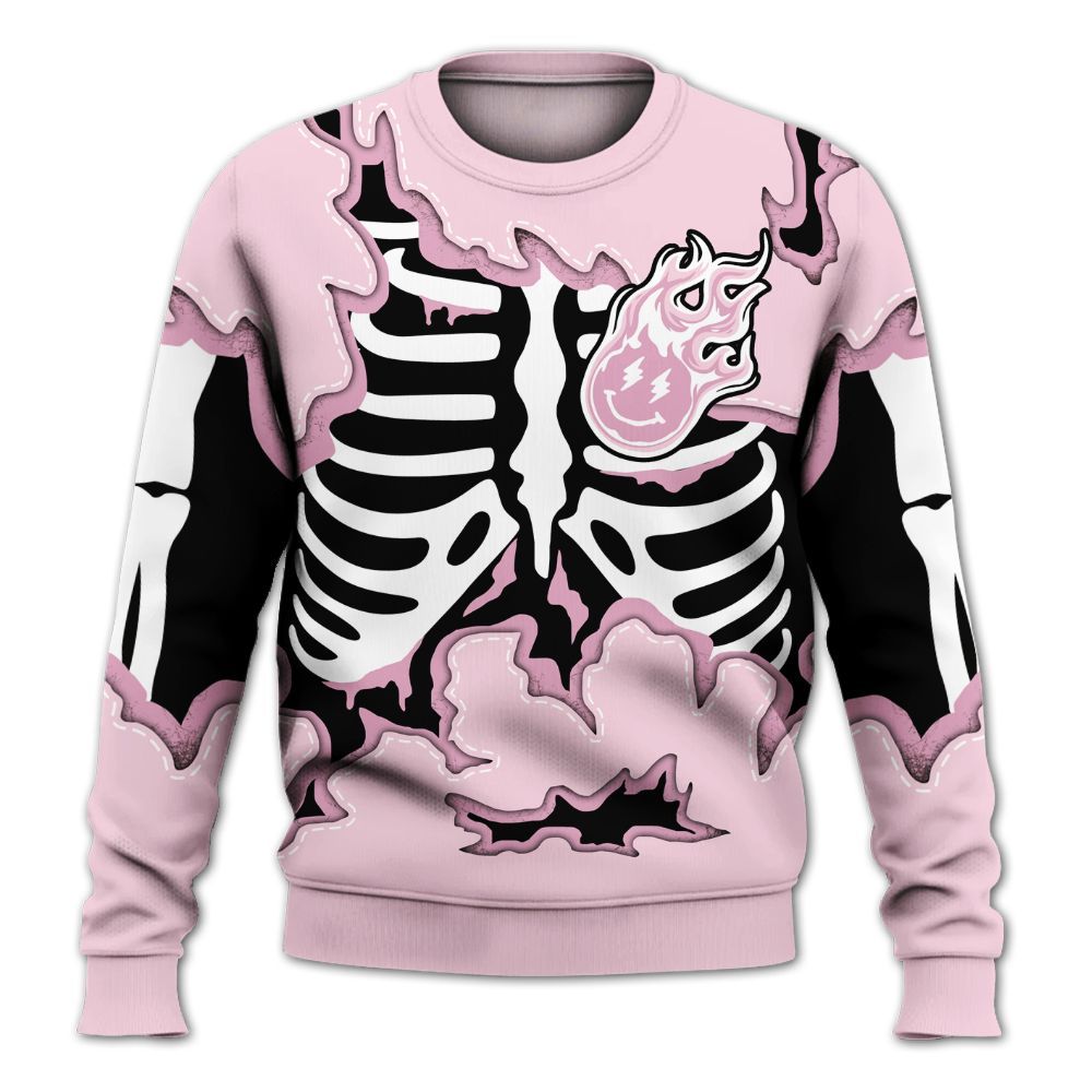 Sweatshirt To Match Orchid 4s - Skeleton Smiley Face All Over Print