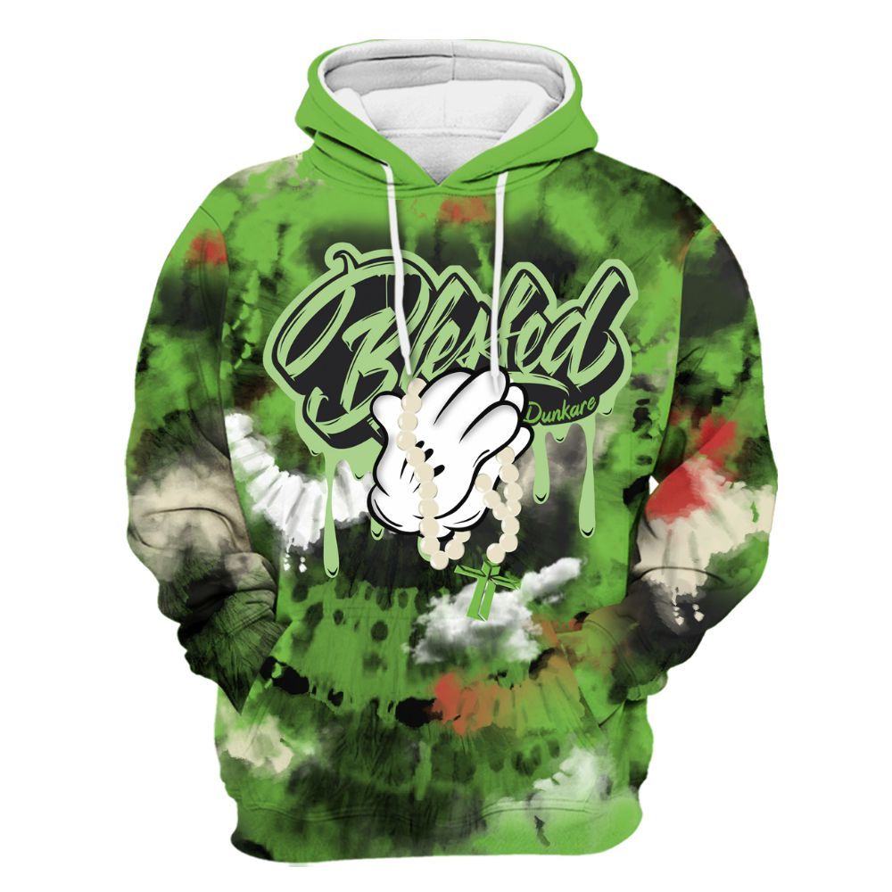 Hoodie To Match Air Max Waffle SP Action Green - God Blessed Tie Dye All Over Print