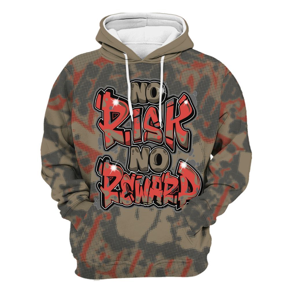 Hoodie To Match Olive 9s - No Risks No Reward Street All Over Print