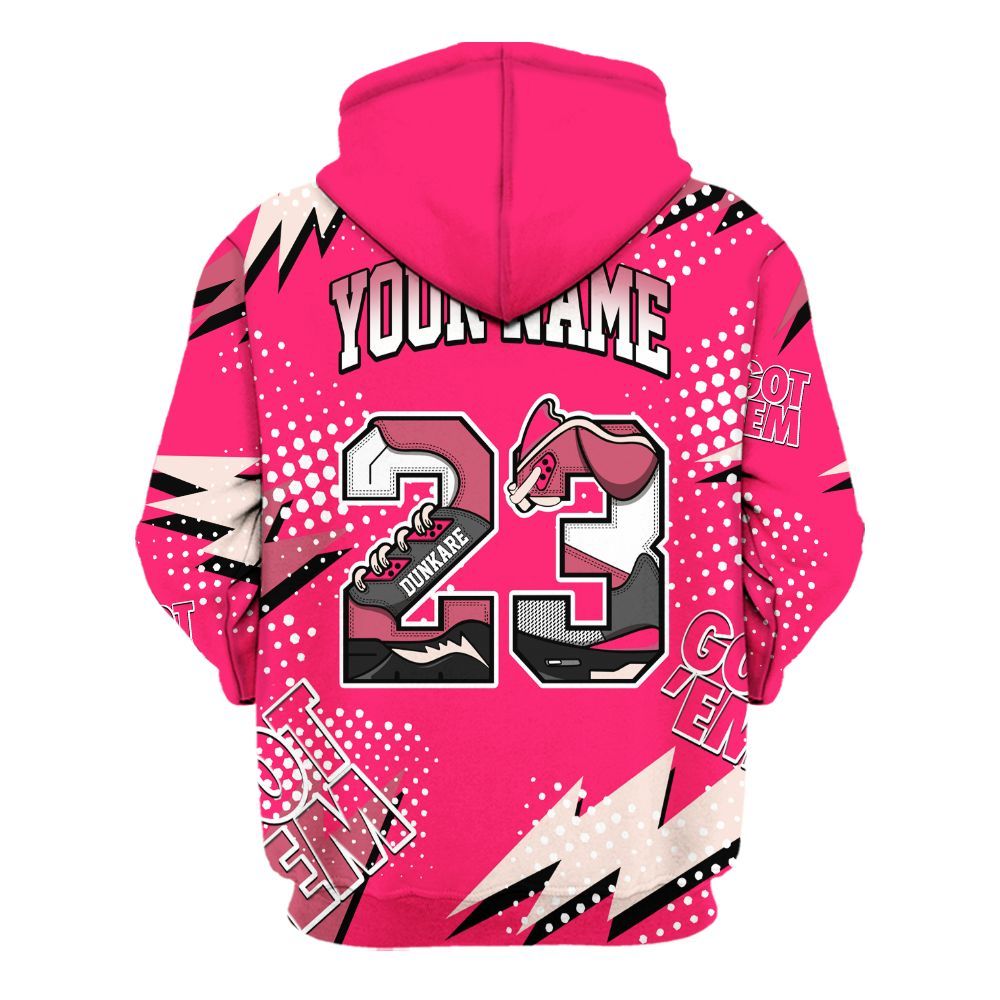 Hoodie To Match A'One Hyper Pink Shirt, Custom Name Number 23 5s All Over Print