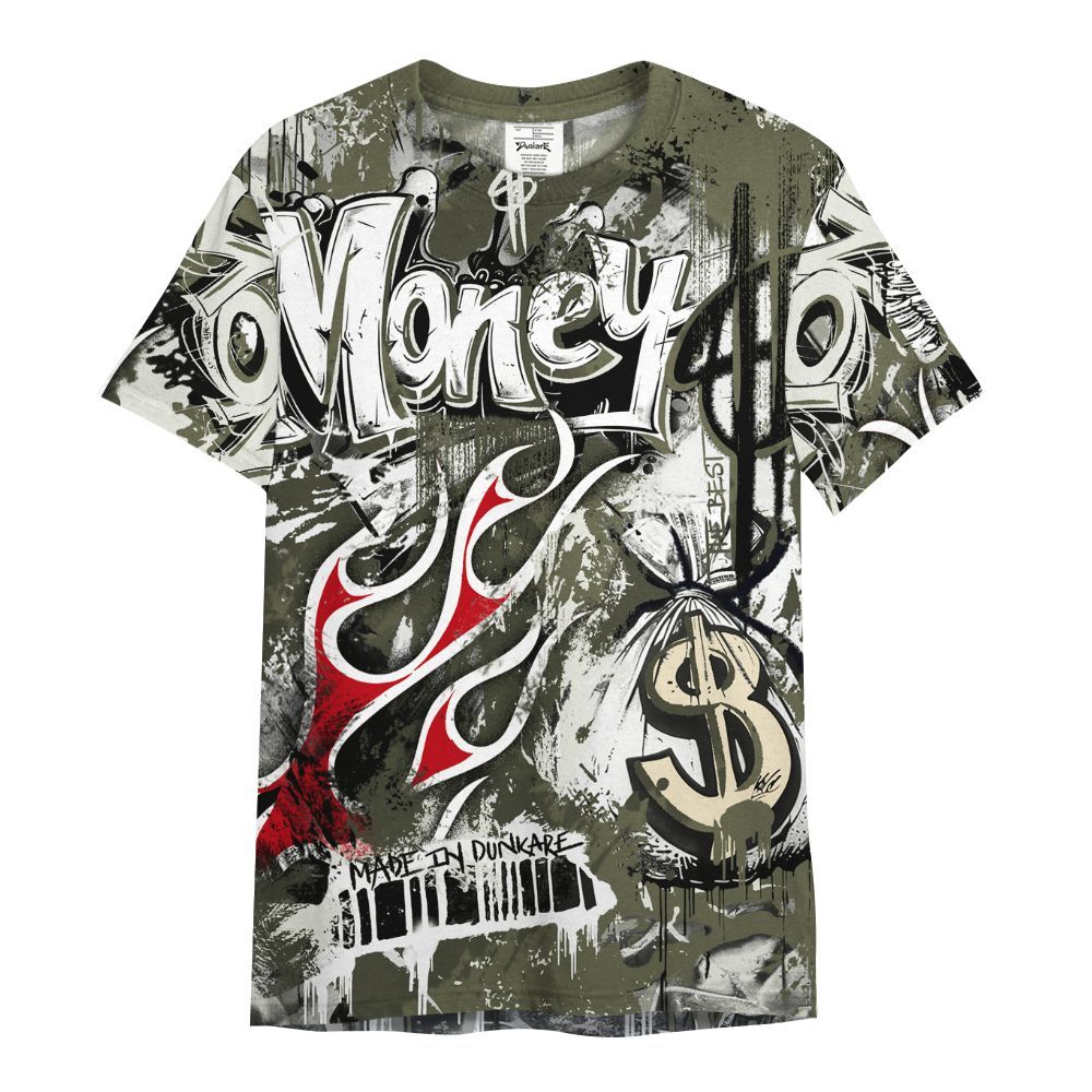 Shirt To Match Travis Scott Low OG Medium Olive 1s - The Best Money All Over Print