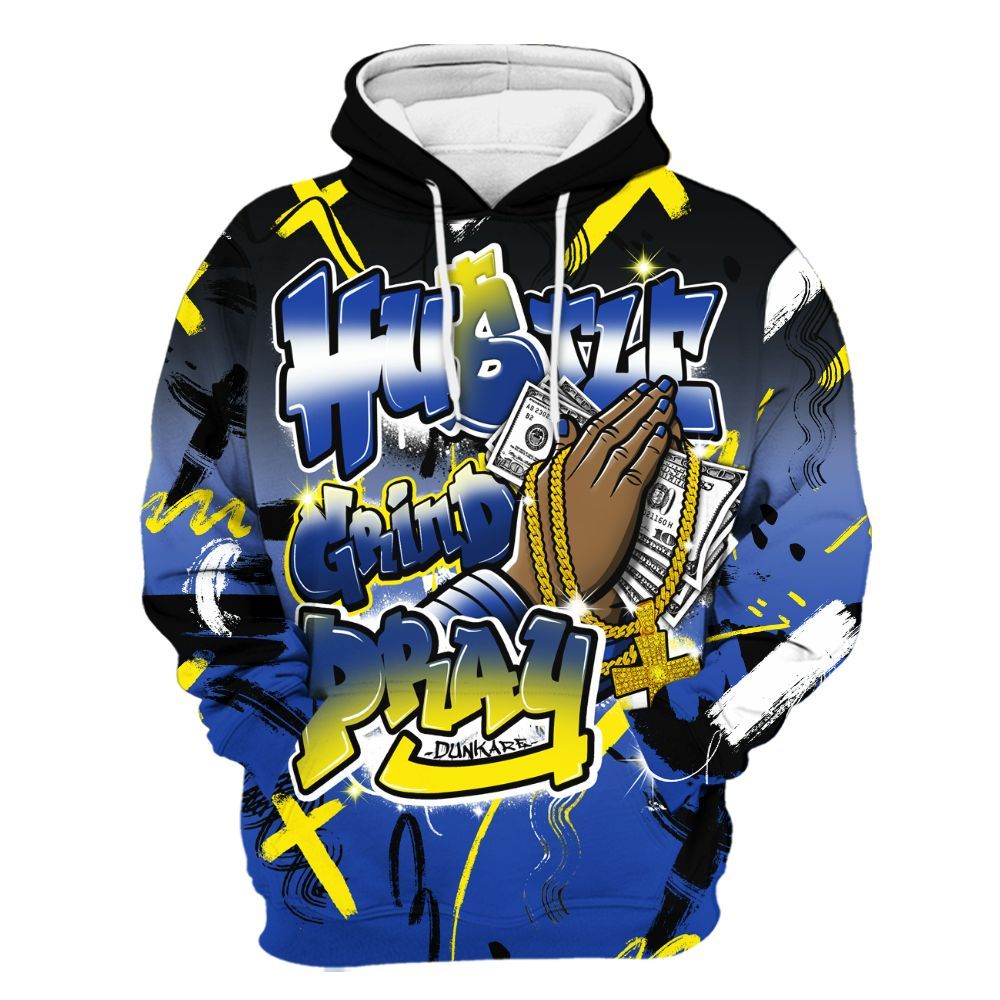 Hoodie To Match Laney 14s - Money Hustle Grind Pray All Over Print