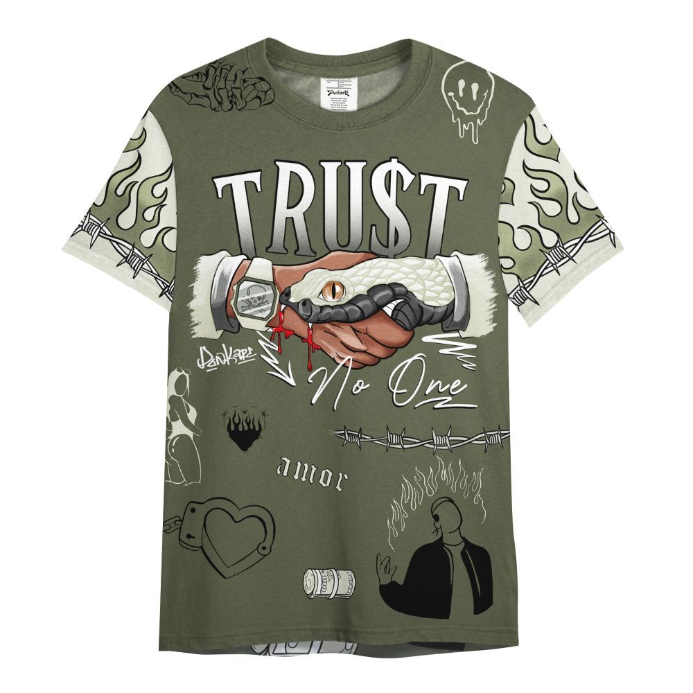 Shirt To Match Low OG Medium Olive 1s - Snake Trust No One All Over Print
