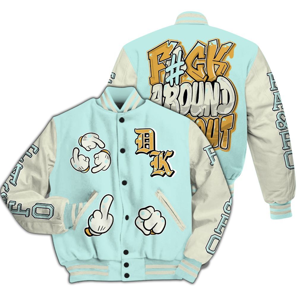 Varsity Jacket To Match Pure Platinum 4s - F Around Find Out Graphic All Over Print