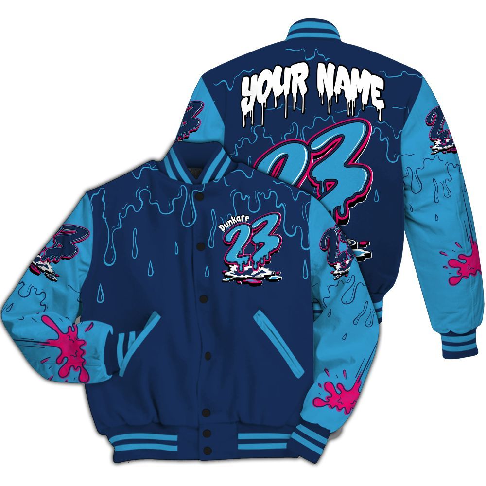 Varsity Jacket To Match Air Max 180 University Blue - Custom Name 23 Drip All Over Print