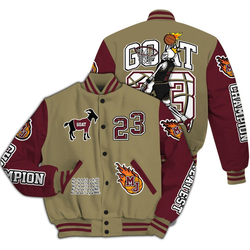 Varsity Jacket To Match Black Olive 7s - 23 G.0.A.T Jump Up Basketball All Over Print