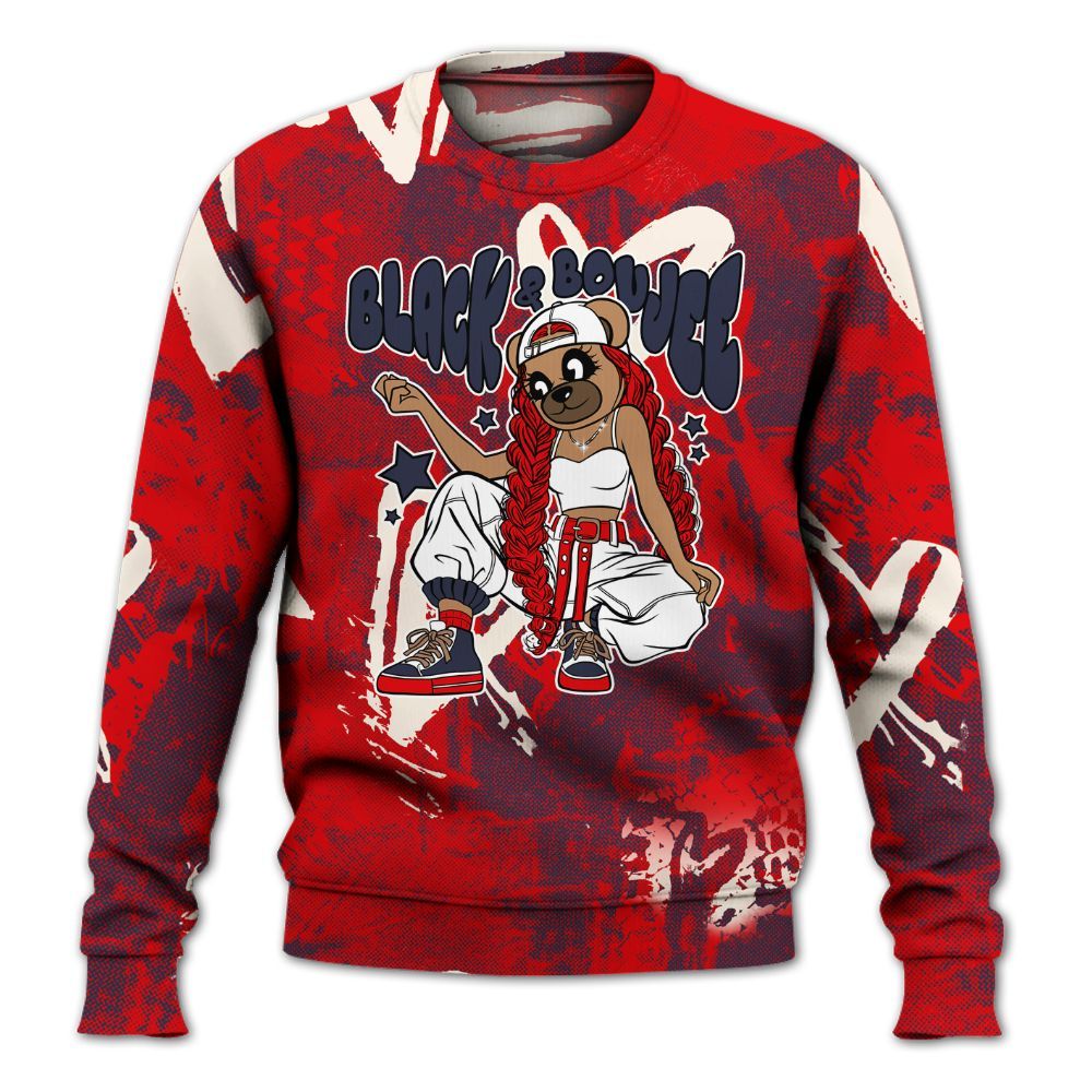 Sweatshirt To Match Low OG Howard University 1s - Boujee Girls Bear Heart Grunge All Over Print