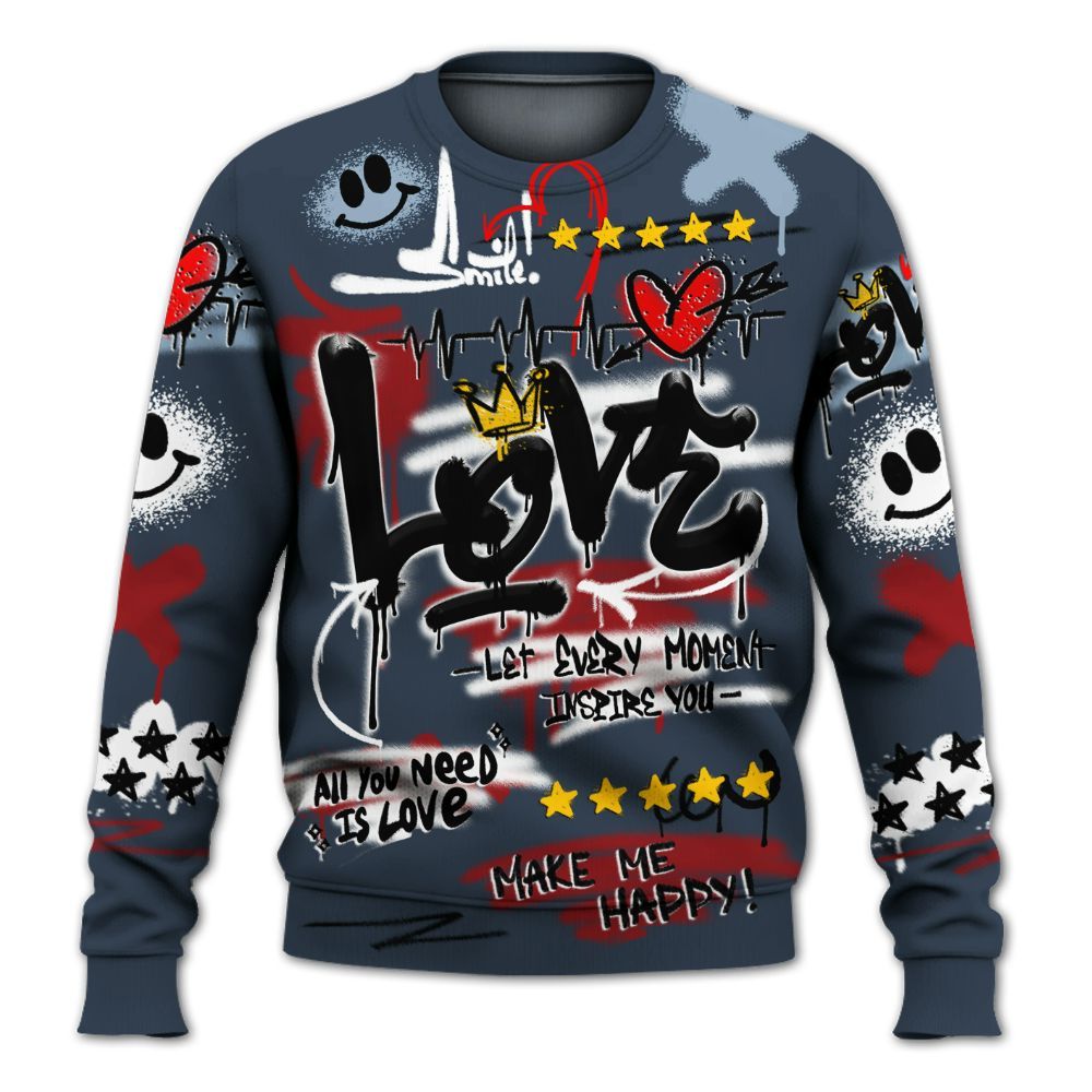 Sweatshirt To Match Retro Olympic 6s - Happy Love Beats Graffiti Streetwear All Over Print