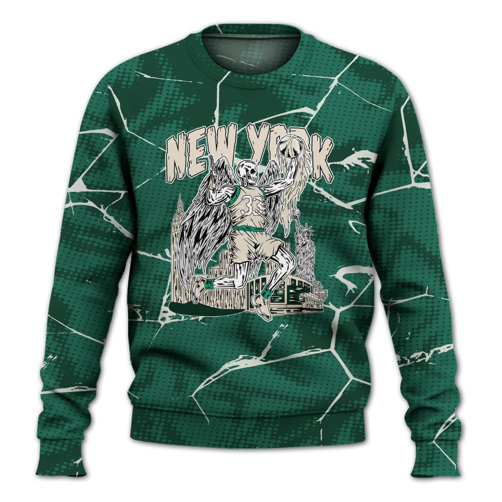 Sweatshirt To Match Oxidized Green 4s - Ewing Era Skeleton Crack All Over Print