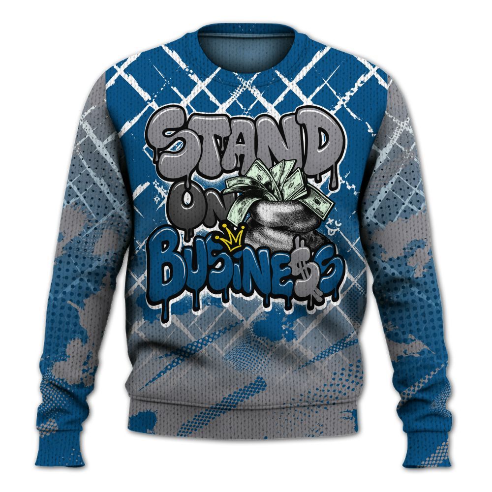Knitted Sweater To Match High OG True Blue 1s - Halftone Stand Business Dripping