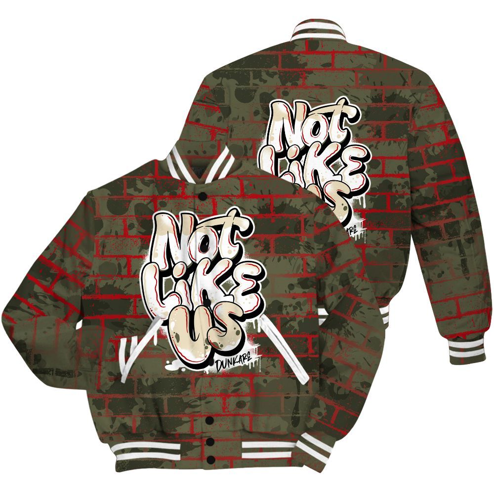 Varsity Jacket To Match Travis Scott Low OG Medium Olive 1s Shirt - None Like Us Graphic Brick Art All Over Print