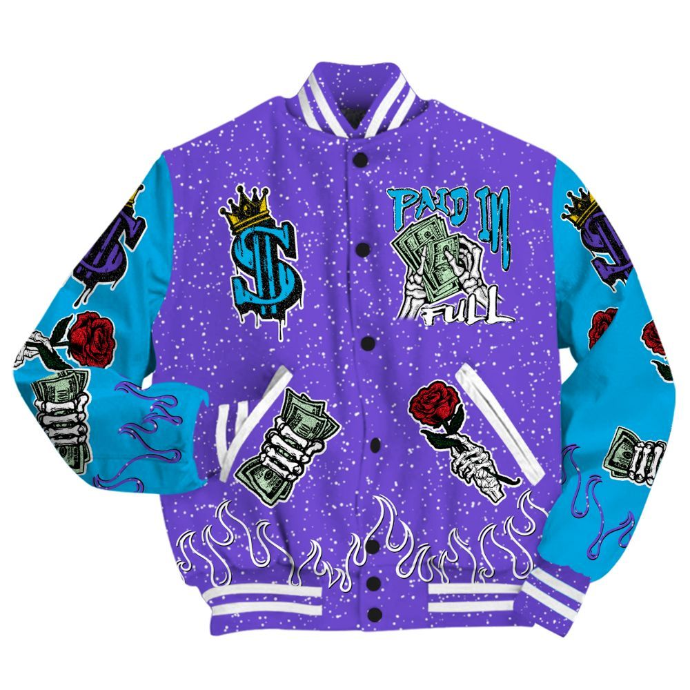 Varsity Jacket To Match Retro Aqua 8s - Everybody Paid In All Over Print