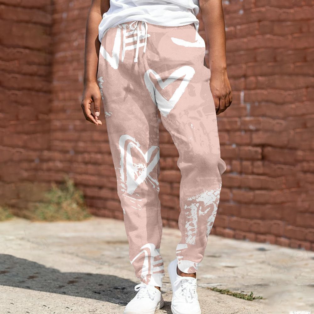 Sweatpant To Match Low Legend Pink 11s - Heart Grunge All Over Print