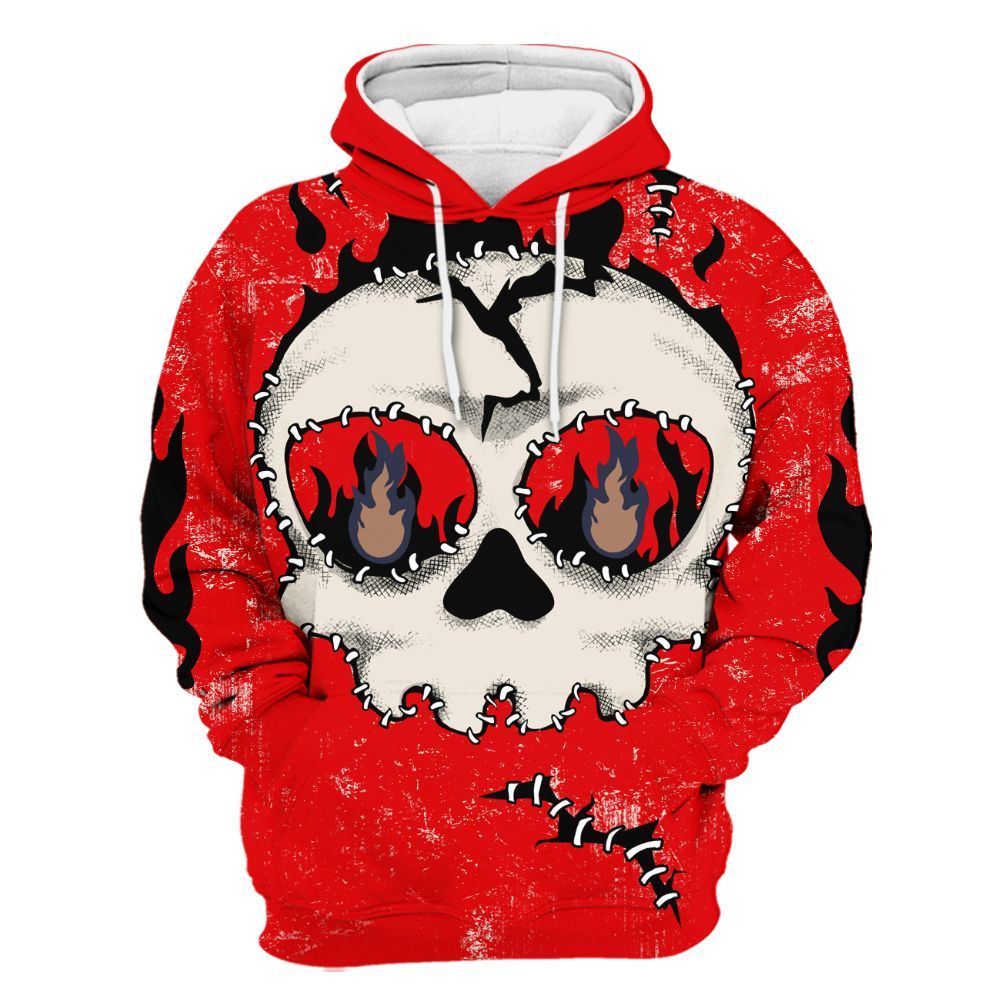 Hoodie To Match Low OG Howard University 1s - Cracked Skull Stitches All Over Print