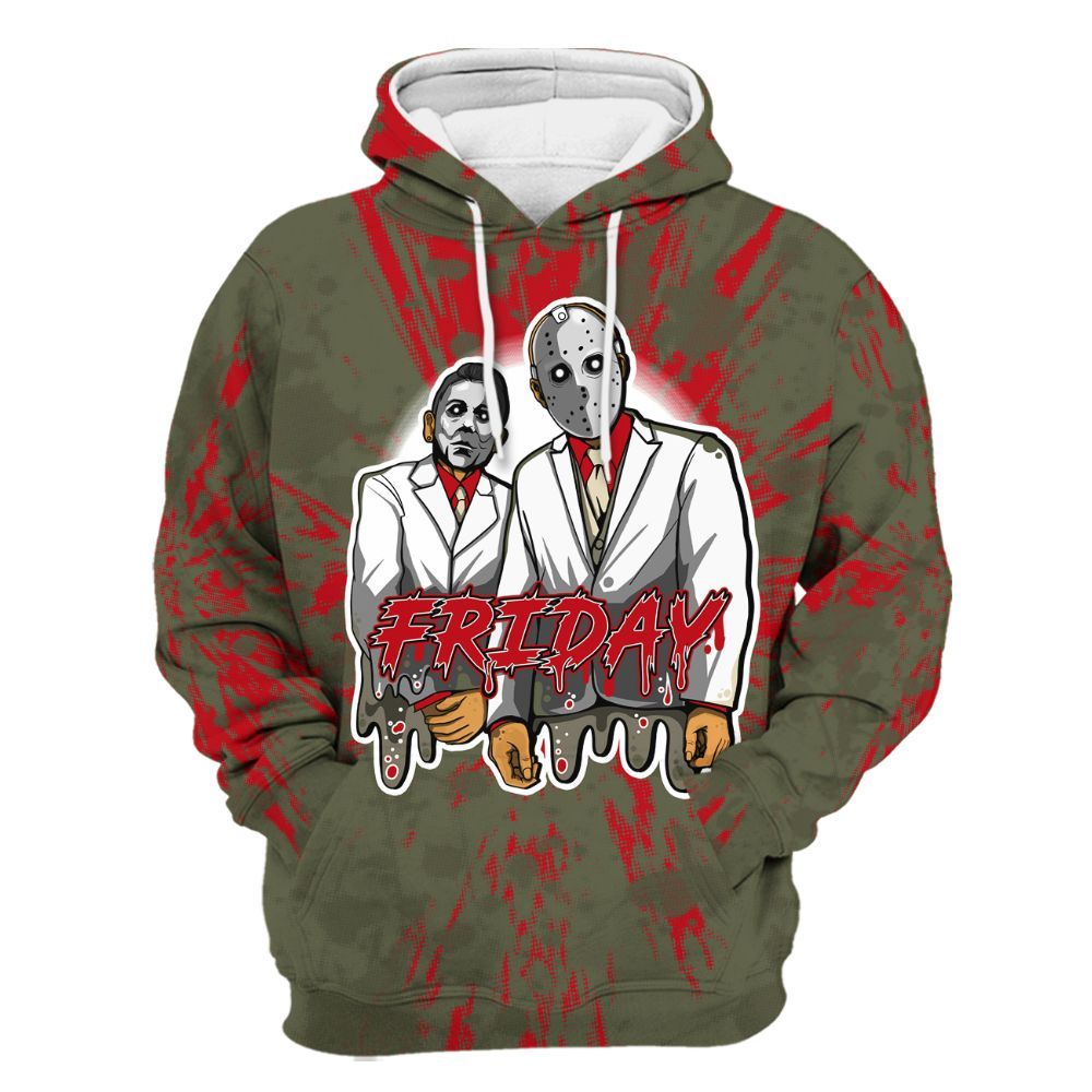 Hoodie To Match Travis Scott Low OG Medium Olive 1s - Friday Halloween Graphic Luxury All Over Print