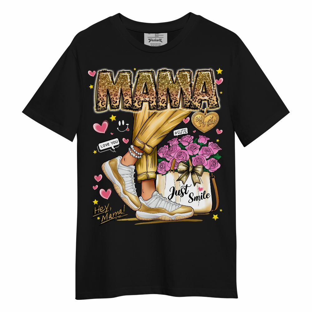 Shirt To Match Retro Low Mother's Day Metallic Gold 11s - SNEAKER Mama Just Smile Graphic