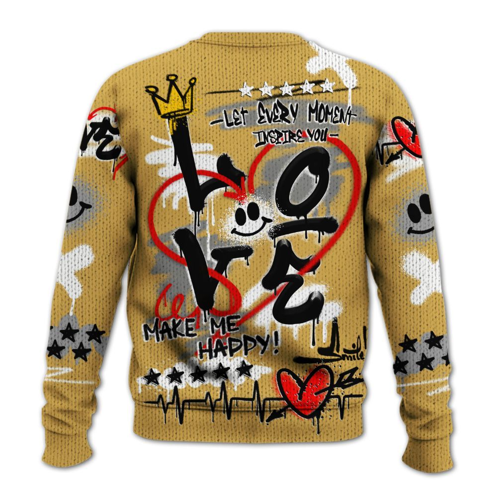 Knitted Sweater To Match Retro Light Ginger 14s - Happy Love Beats Graffiti Streetwear