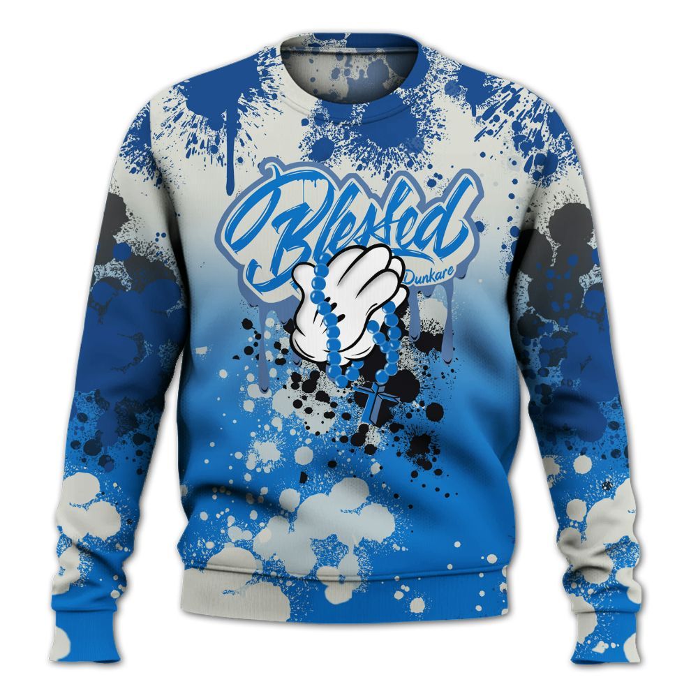 Sweatshirt To Match Blueberry 12s - God Blessed Ink Drip All Over Print