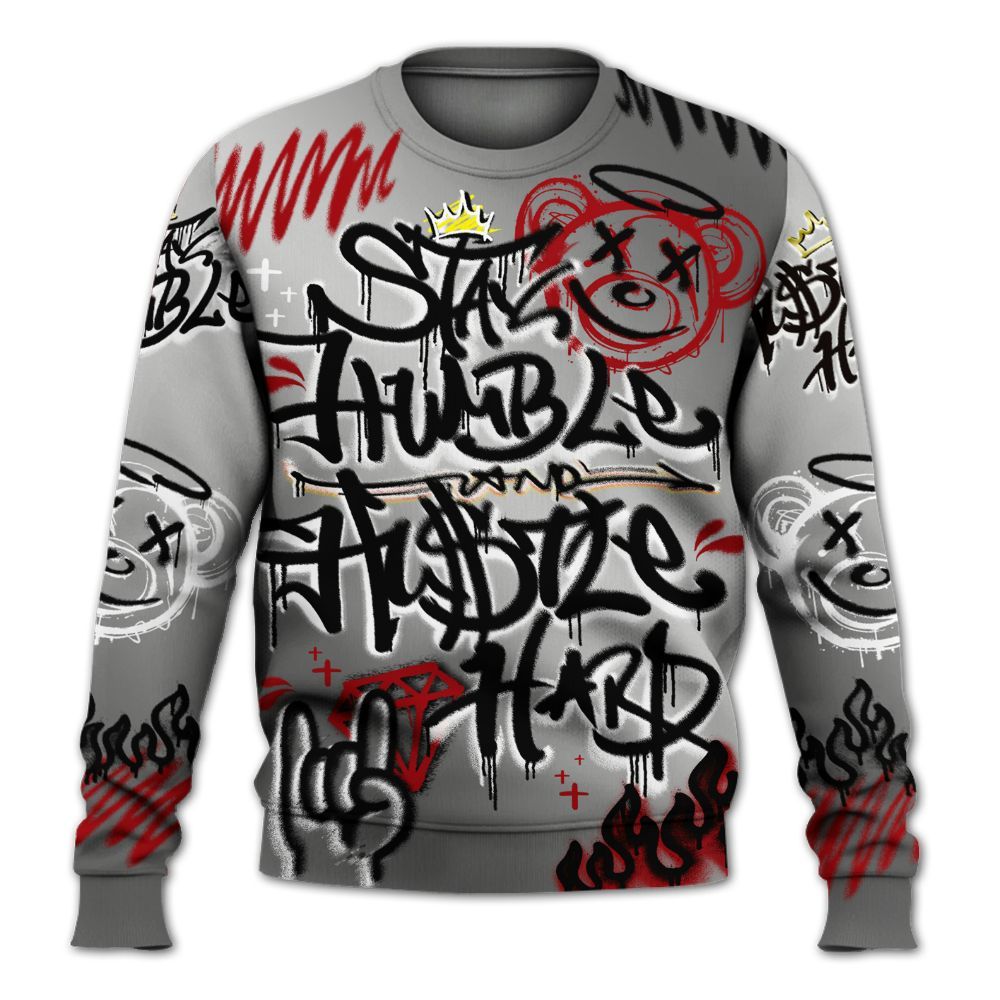 Sweatshirt To Match Metallic Silver 14s - Humble Drip Streetwear Graffity All Over Print