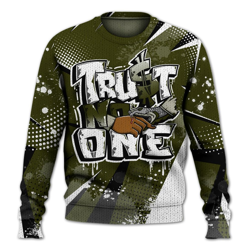 Knitted Sweater To Match Dunk Low Pale Ivory Cargo Khaki - Poly Trust No One Dripping