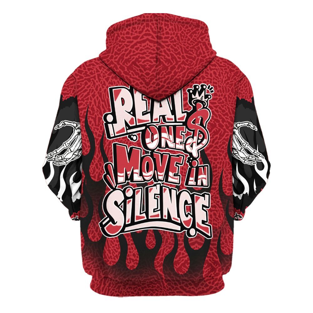 Hoodie To Match High OG Varsity Red 1s - Ones Move In Silence Graphic Trapped All Over Print