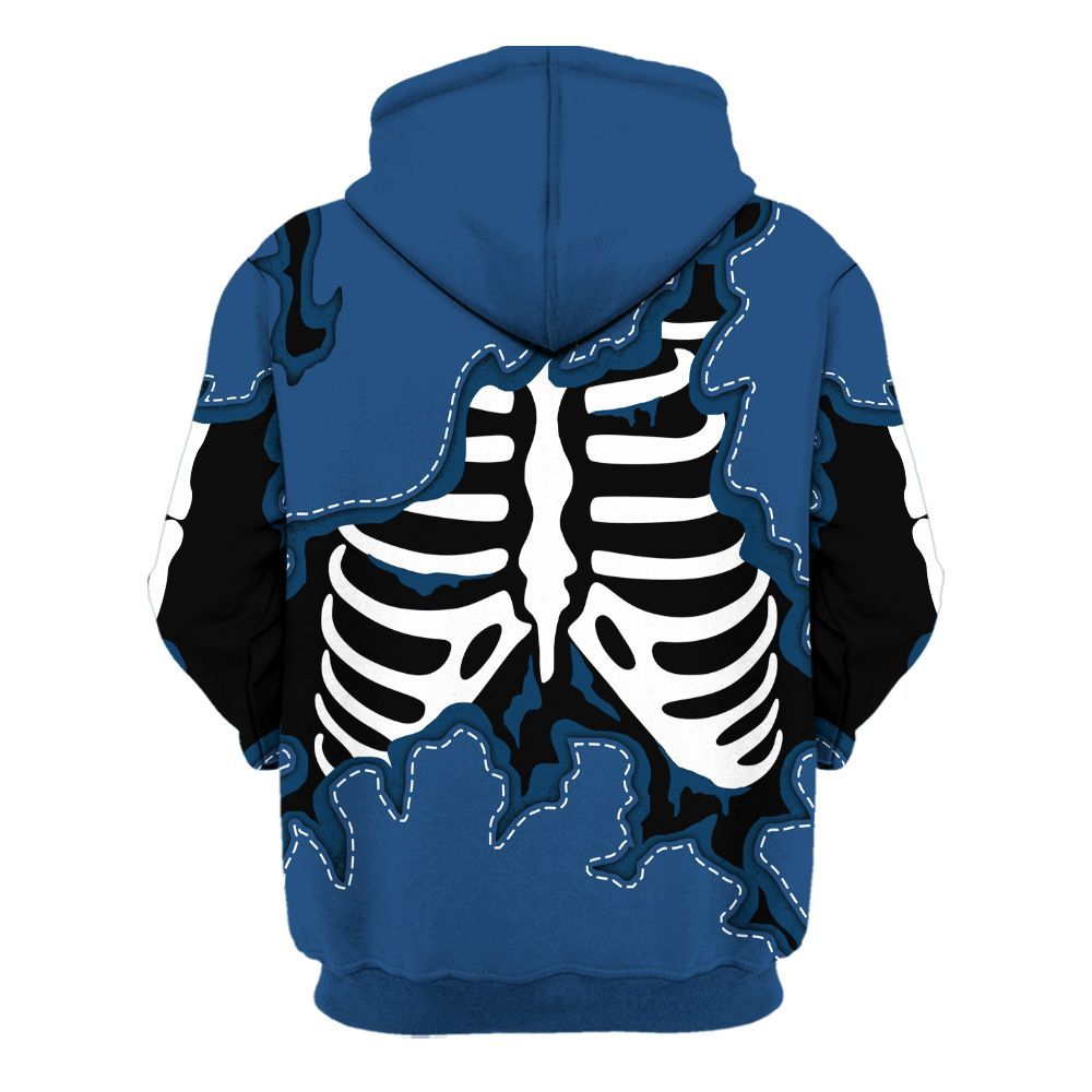 Hoodie To Match High OG Midnight Navy 1s - Skeleton Smiley Face All Over Print