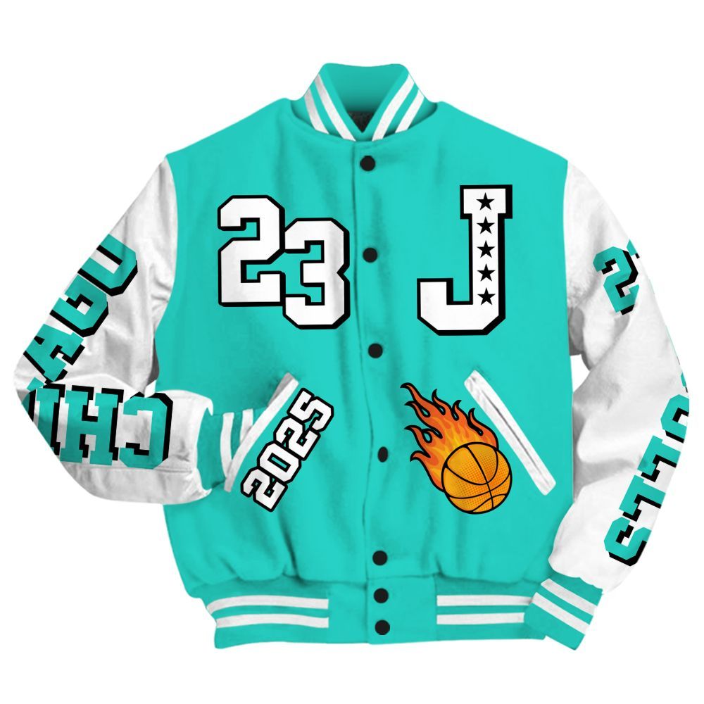 Varsity Jacket To Match Dunk Low Clear Jade - Chicago 23 Basketball All Over Print