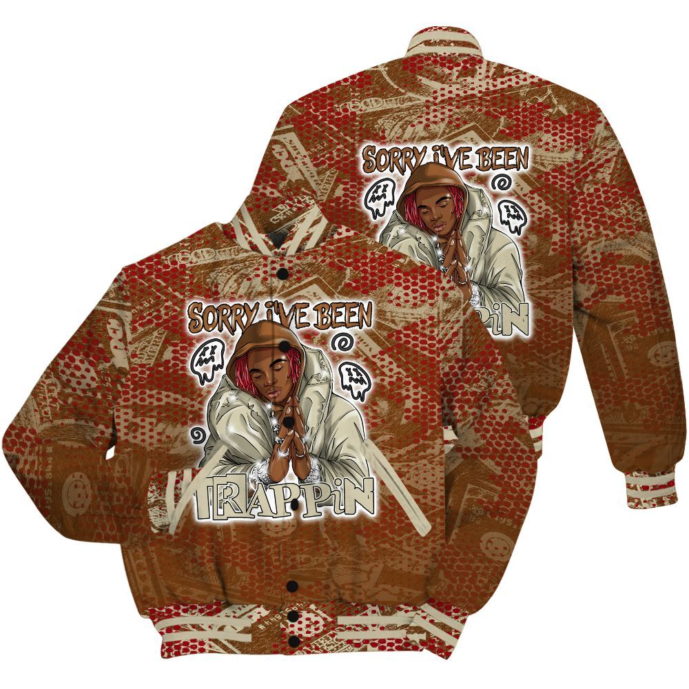 Varsity Jacket To Match Archaeo Brown 5s Shirt - Trappin' Banknote All Over Print
