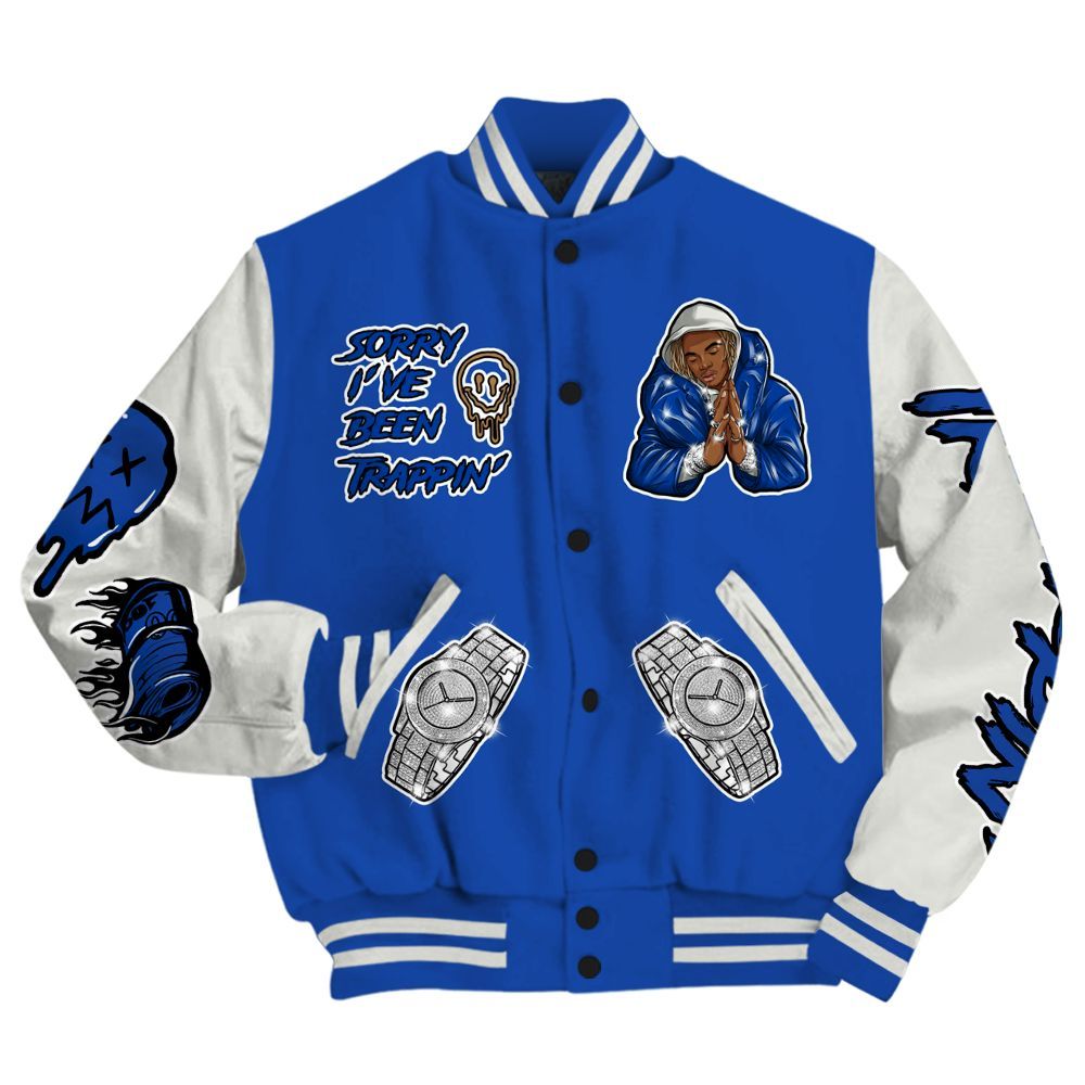 Varsity Jacket To Match Dunk High Racer Blue - Trappin' Unique All Over Print