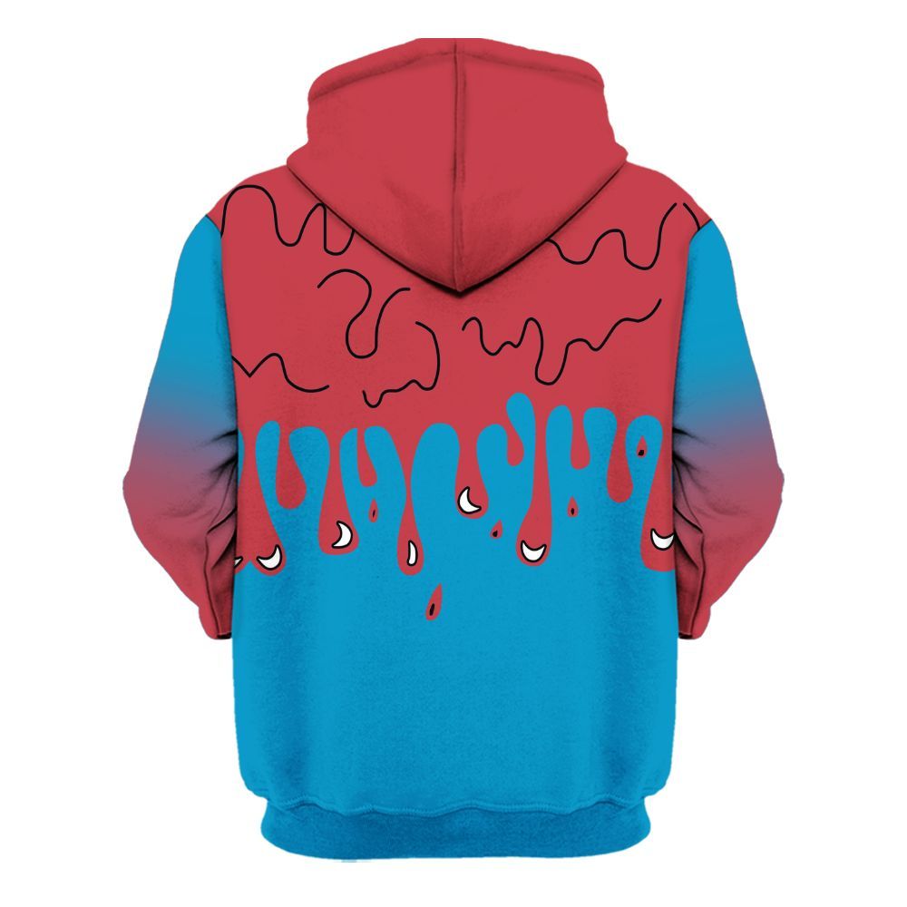 Hoodie To Match High OG University Red Dark Powder Blue 1s - Snake Trust No One Drip All Over Print