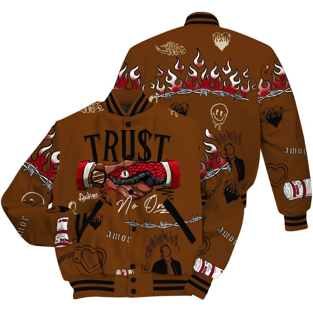 Varsity Jacket To Match Archaeo Brown 5s - Snake Trust No One All Over Print