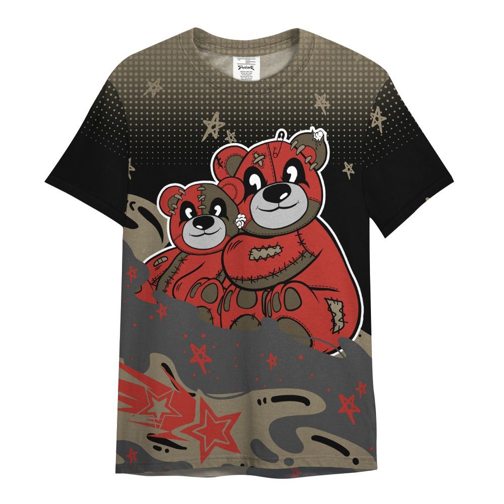 Shirt To Match Olive 9s - Sincere Fondness Bear Stars All Over Print